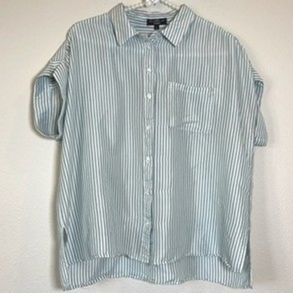 Velvet Heart Los Angeles Sage Green Striped Button Down Shirt Large - Picture 4 of 8